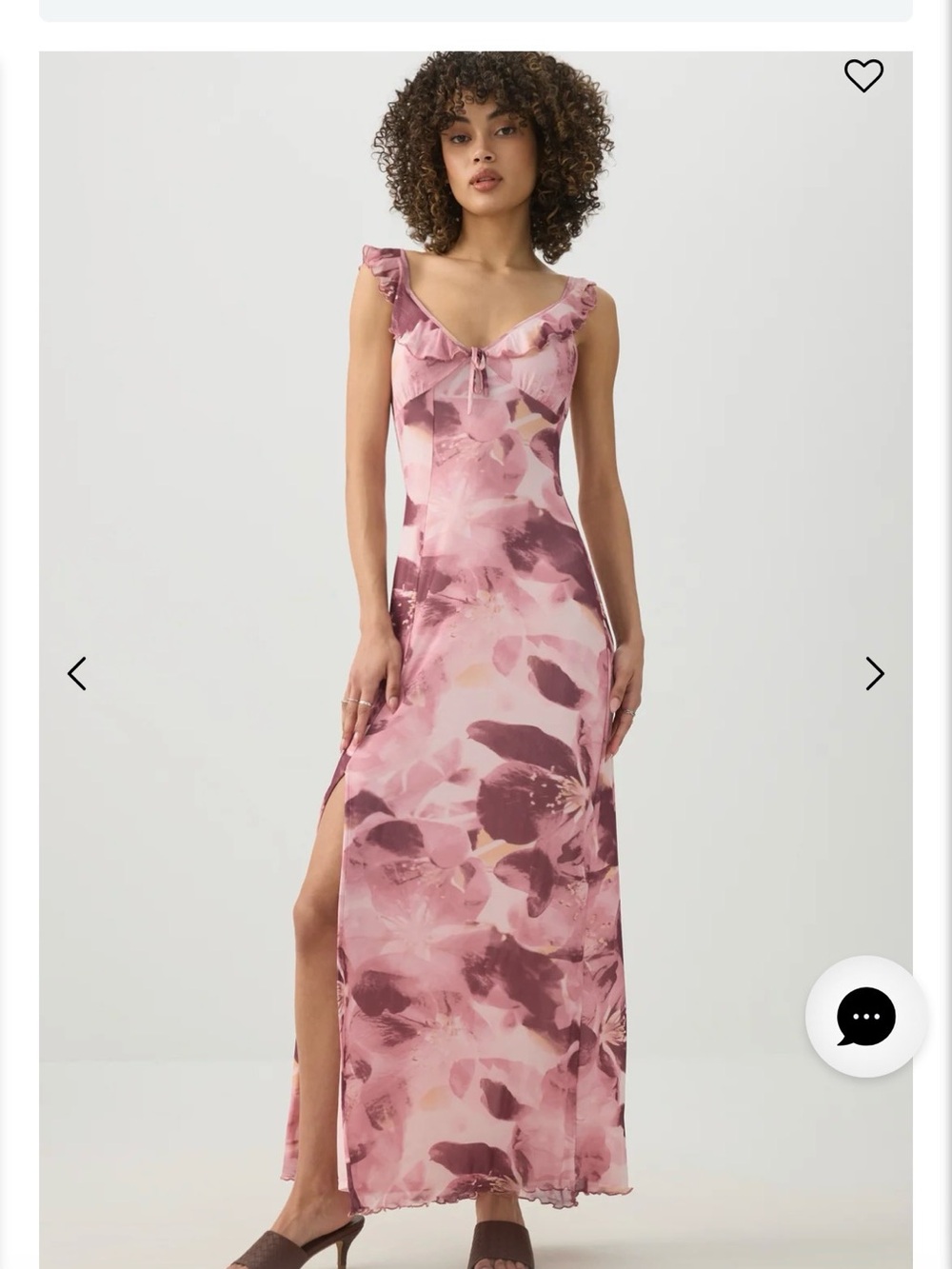 Ardene Pink Floral Ruffle-Trim Maxi Dress